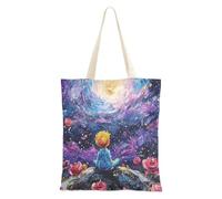 famyily Borsa di tela di canapa media del principe delle rose e del cielo notturno per le donne per la borsa di totalizzatore estetica di compleanno