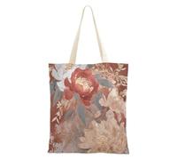 famyily Borsa di tela media con peonia rossa e bianca, con manici per insegnanti, borsa da spiaggia in tela
