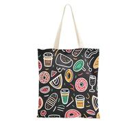 famyily Borsa di tela media del fumetto del gelato del dessert delle donne del sacchetto di Tote della tela per la borsa di totalizzatore di shopping