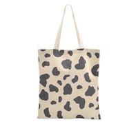 famyily Borsa di tela media marrone e nera con stampa leopardata borsa di tela per le donne per colleghi borse della spesa riutilizzabili