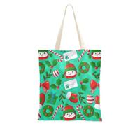 famyily Borsa di tela Tote Happy Green Christmas Party Canvas Shopping Bags per insegnanti Estetica Canvas Tote Bag