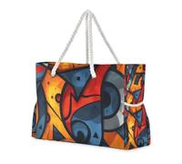 Famyily - Borsa grande da donna, motivo graffiti astratto, a prova di sabbia, con tasche laterali, borsa da spiaggia, borsa da lavoro, borsa della spesa