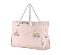 Famyily - Borsa grande per autista di orso dei cartoni animati e giocattoli, a prova di sabbia, con tasche laterali, borsa per il fine settimana, borsa da spiaggia, borsa da lavoro, borsa per la spesa