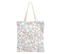 Famyily - Borsa in tela bianca media con fiori piccoli, da donna, per compleanno, a buon mercato
