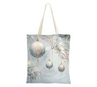 Famyily - Borsa in tela blu e oro con campane di Natale con manici per acquistare una bella borsa a mano