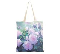 famyily Borsa in tela con fiori di peonia viola pesca borse di tela con manici per viaggi borse della spesa da viaggio