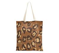 Famyily - Borsa in tela con stampa leopardata marrone per la spesa, borse in tela riutilizzabili