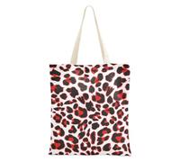 Famyily - Borsa in tela con stampa leopardata rossa per la spesa di compleanno