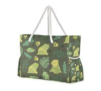Famyily - Borsa in tela di dinosauro verde a prova di sabbia, a prova di sabbia, con tasche laterali, borse per lavoro, viaggi, palestra, vacanze