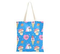Famyily - Borsa in tela di tela, color pesca e unicorni bianchi, per la spesa di generi alimentari per il lavoro, piccola borsa
