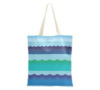 Famyily - Borsa in tela giapponese con onde blu oceaniche per le donne per amiche personalizzate, borsa da libro della spesa casual