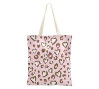 Famyily - Borsa in tela media con stampa leopardata bianca e pesca per shopping da viaggio borse riutilizzabili