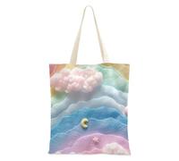 famyily Borsa in tela Neo-realismo Marshmallow arcobaleno nuvole bianche Tote Bag per le donne per il lavoro fai da te Tote Bag