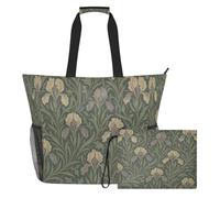 famyily Borsa larga robusta con gatto nero e stelle e luna, con cerniera e tasche in rete, 2 pezzi, borsa da viaggio per viaggi, palestra, Il Cristo Giallo