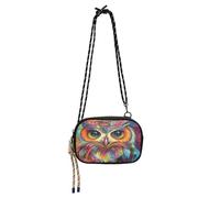 famyily Borsa laterale a tracolla da donna, impermeabile, con tracolla regolabile, con scritta "Walk the dog", colore: rosso, Civetta d'arte psichedelica