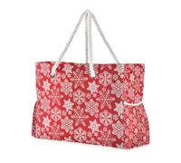 Famyily - Borsa natalizia a prova di sabbia, colore rosso e bianco, con tasche laterali, borsa weekend per viaggi, palestra, vacanze