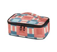 famyily Borsa per il pranzo con motivo a scacchi rosso chiaro e blu per ragazze borse isolate scatola per il pranzo isolata per le donne scatola termica per il pranzo a prova di perdite