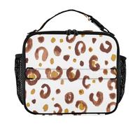 famyily Borsa per il pranzo con stampa leopardata giallo pallido da donna, impermeabile, tracolla regolabile, borsa termica per il pranzo per viaggi in spiaggia
