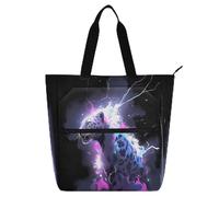 famyily Borsa per libri per bambini viola leopardata per ragazzi ragazze adulti impermeabile resistente riutilizzabile biblioteca borsa della spesa per la scuola shopping viaggi arcobaleno