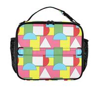 famyily Borsa portapranzo astratta colorata per bambini, con tasche con cerniera, tracolla e portabottiglie, per scuola e università