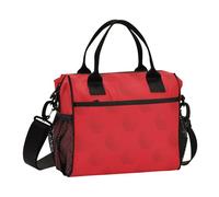 famyily Borsa portapranzo rossa astratta esagonale alla moda per lavoro a tracolla grande con tracolla portapranzo per adolescenti infermieri picnic