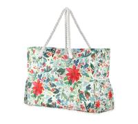 famyily Borsa robusta da donna con fiori di Natale, bacche di abete rosso, borsa da lavoro con tasche laterali, borsa da viaggio per weekender, accessori da viaggio, regali di spiaggia, regali di