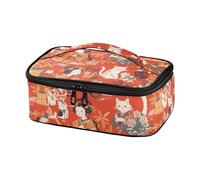 famyily Borsa termica per il pranzo con gatto giapponese, geisha, donna, rossa, isolata, impermeabile