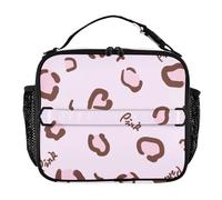 famyily Borsa termica per il pranzo con stampa leopardata pesca tasche con cerniera mantiene il cibo caldo borsa termica per il pranzo per scuola/picnic
