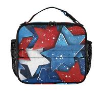 famyily Borsa termica per il pranzo con stelle rosse bianche e blu per il giorno dell'indipendenza per gli uomini con tasche con cerniera per il pranzo per le donne mantiene il cibo caldo scatola più
