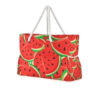 famyily Borsa tote da lavoro a prova di sabbia con anguria rossa, con tasche laterali, borsa da spiaggia, piscina, borsa da lavoro, borsa per la spesa