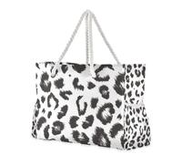 famyily Borsa tote robusta da donna con stampa leopardata nera e bianca con tasche laterali borse con cerniera superiore borsa da spiaggia, borsa da piscina, borsa da lavoro, borsa per la spesa