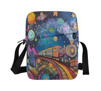 famyily Borse a tracolla piccole borse a tracolla per le donne borse per il corpo Croos Cinghia regolabile per sport all'aria aperta sport all'aria aperta - Cartoon Cute Color Planet Steam Train