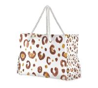 Famyily - Borse da lavoro a prova di sabbia con stampa leopardata giallo pallido con tasche laterali da donna, borsa da spiaggia, borsa da lavoro, borsa della spesa