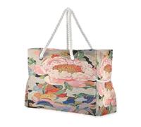 famyily Borse da uomo colorate a prova di sabbia con fiore di peonia per viaggi con cerniera borse da donna per lavoro Top Beach Bag, Pool Bag, Work Bag, Shopping Bag