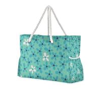 famyily Borse da viaggio portatili di colore verde acqua dei fiori per le donne con le tasche laterali Borsa dell'oggetto personale per la palestra della piscina della drogheria di viaggio