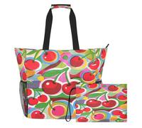 famyily Borse da viaggio robuste da donna in stile anni '80, con cerniera e tasche in rete, 2 pezzi, weekender durante la notte, per piscina, crociera, spiaggia, vacanza