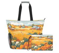 famyily Borse da viaggio robuste dorate da donna con cerniera e tasche in rete, 2 pezzi weekender durante la notte per piscina, crociera al mare vacanze