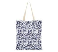 famyily Borse della spesa della tela dei fiori blu della tela di totalizzatore medio della tela per i generi alimentari per la borsa di totalizzatore estetica del collega
