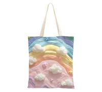 famyily Borse di tela Neo-realismo Marshmallow arcobaleno nuvole bianche borsa di tela per le donne per lavoro borse di tela per artigianato