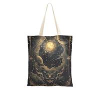 famyily Borse di Tela Nero e Oro Tarocchi Astrologia Borse della spesa di Tela per il Compleanno Tote Bag A Buon Mercato