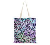 famyily Borse di tela stampa olografica leopardata su tela gradiente Tote Bag per le donne per la collega borsa di totalizzatore delle donne