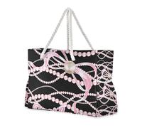 famyily Borse di totalizzatore robuste dell'arco della perla della pesca per il viaggio con le tasche laterali, Weekender della spalla con le tasche con zip