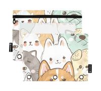 Famyily - Borse per matite carine per cani e bambini, con finestra trasparente, grandi borse per matite in vari colori, cartella a 3 anelli per aula, scuola, ufficio