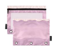 Famyily - Borse per matite con motivo a righe sfumate, 3 anelli con finestra trasparente, grandi e resistenti, raccoglitore a 3 anelli, organizer da ufficio, per classe scolastica, multicolore, 2