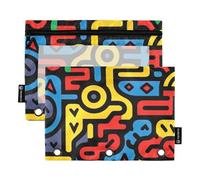 Famyily - Borse per matite multicolori con anelli trasparenti per finestra con tasche con occhielli rinforzati con cerniera, cartelle tascabili per 3 organizzatori da ufficio di classe