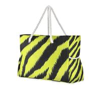 famyily Borsone da viaggio robusto con stampa gialla e nera, con tasche laterali, grande borsa da spiaggia, piscina, borsa da lavoro, borsa per la spesa