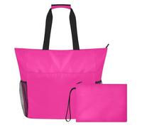 famyily Borsone sportivo portatile rosa fluo, con cerniera e tasche in rete, 2 pezzi, borsa per la notte per giocattoli, asciugamani, viaggi, crociera