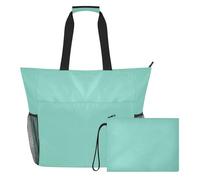 famyily Borsone sportivo portatile verde menta con cerniera e tasche in rete, 2 pezzi, borsa per la notte per giocattoli, asciugamani, viaggi, crociera