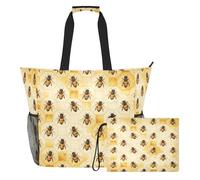 famyily Bumble Bee Honey Bees - Borsa grande a prova di sabbia, con cerniera e tasche in rete, 2 pezzi, borsa da weekender, per giocattoli, piscina, accessori da spiaggia
