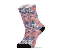 famyily Calzini da donna con fiori ad acquerello, colore blu corallo, confezione da 2 paia (1 paio), Acquerello Fiore Blu Corallo Chiaro, 8